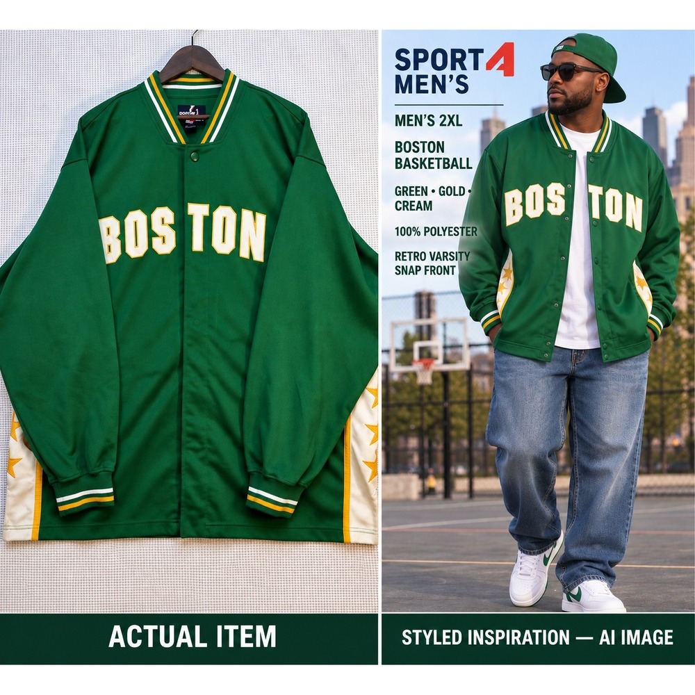 Sport‎ 4 Mens Boston Celtics Jacket 2XL Green Warm Up Basketball NBA Streetwear
